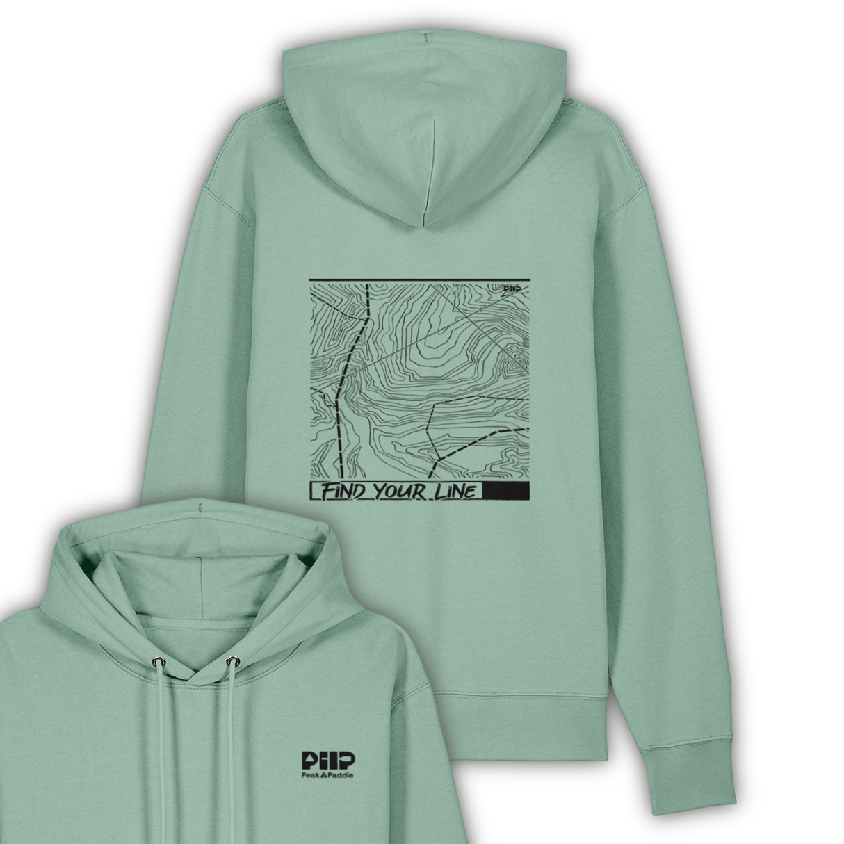 organic, find your line, hoodie, peak 2 paddle