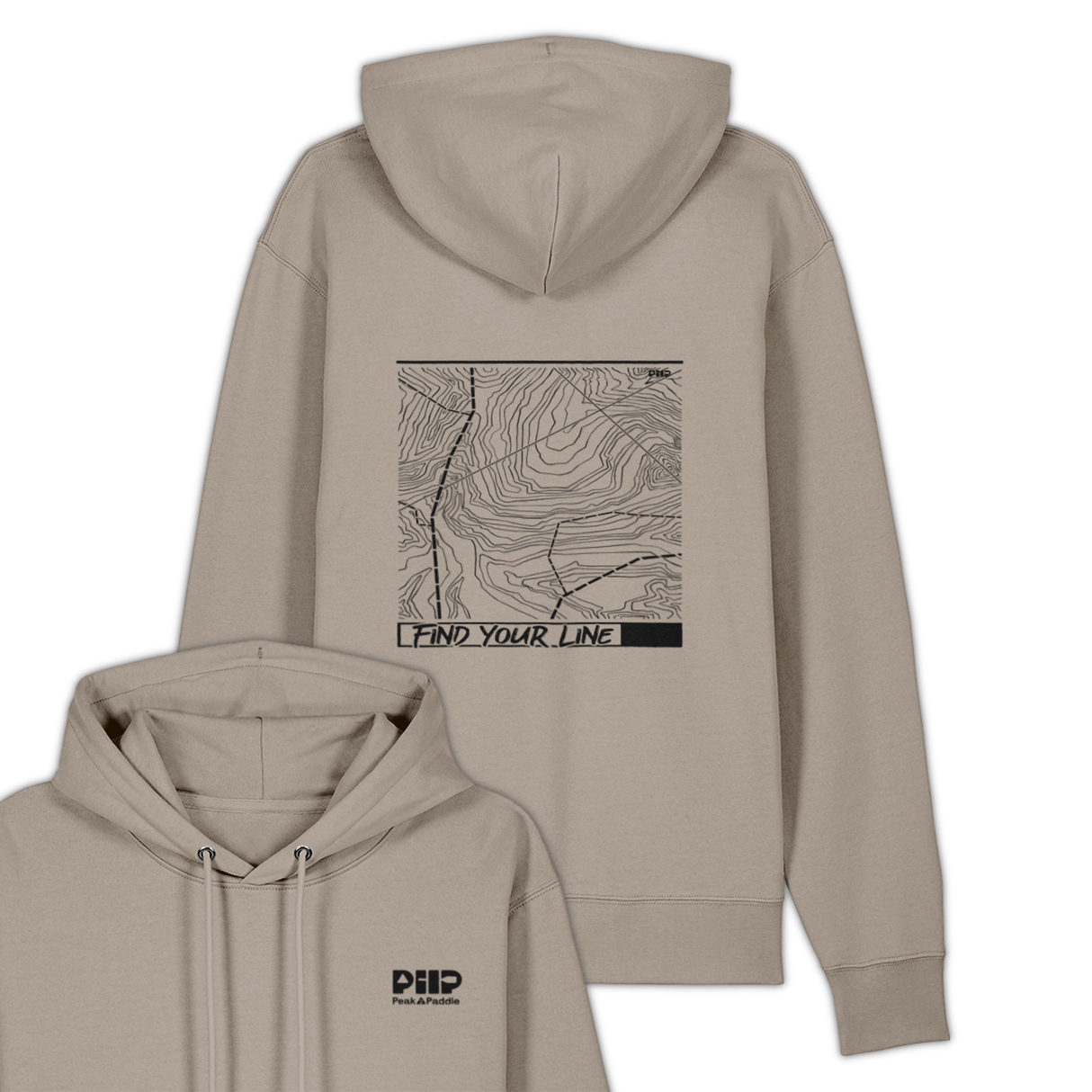 organic, find your line, hoodie, peak 2 paddle