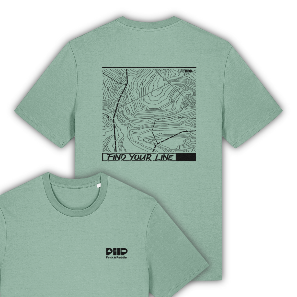 organic, find your line, t Shirt, peak 2 paddle