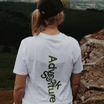 100% Organic Seek Adventure T Shirt Green Logo