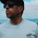 Blue seek adventure t shirt with grey front logo